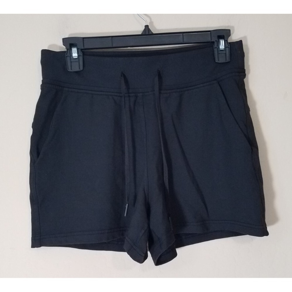 Lululemon Inner Glow Shorts 3" Terry‎ Cloth Cotton Jersey Black Women Size 6